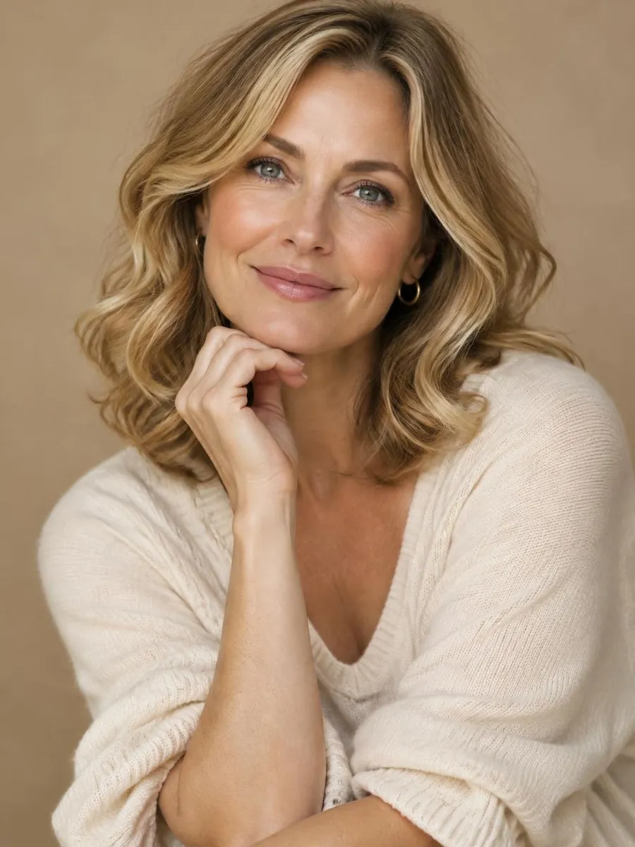 Smiling woman with wavy blonde hair